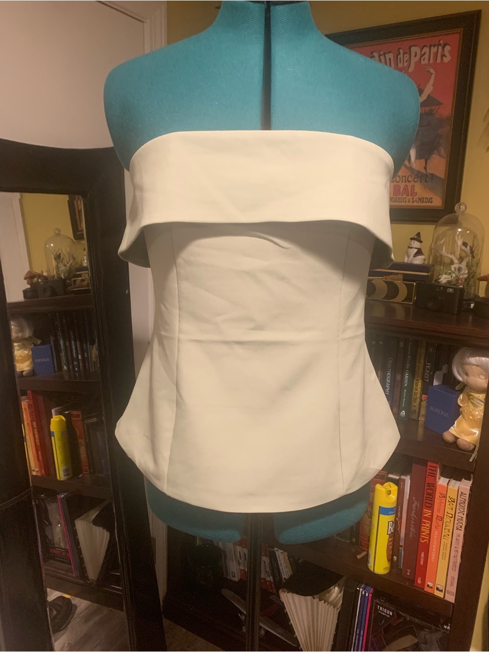 Elegant Strapless Sage Peplum Top